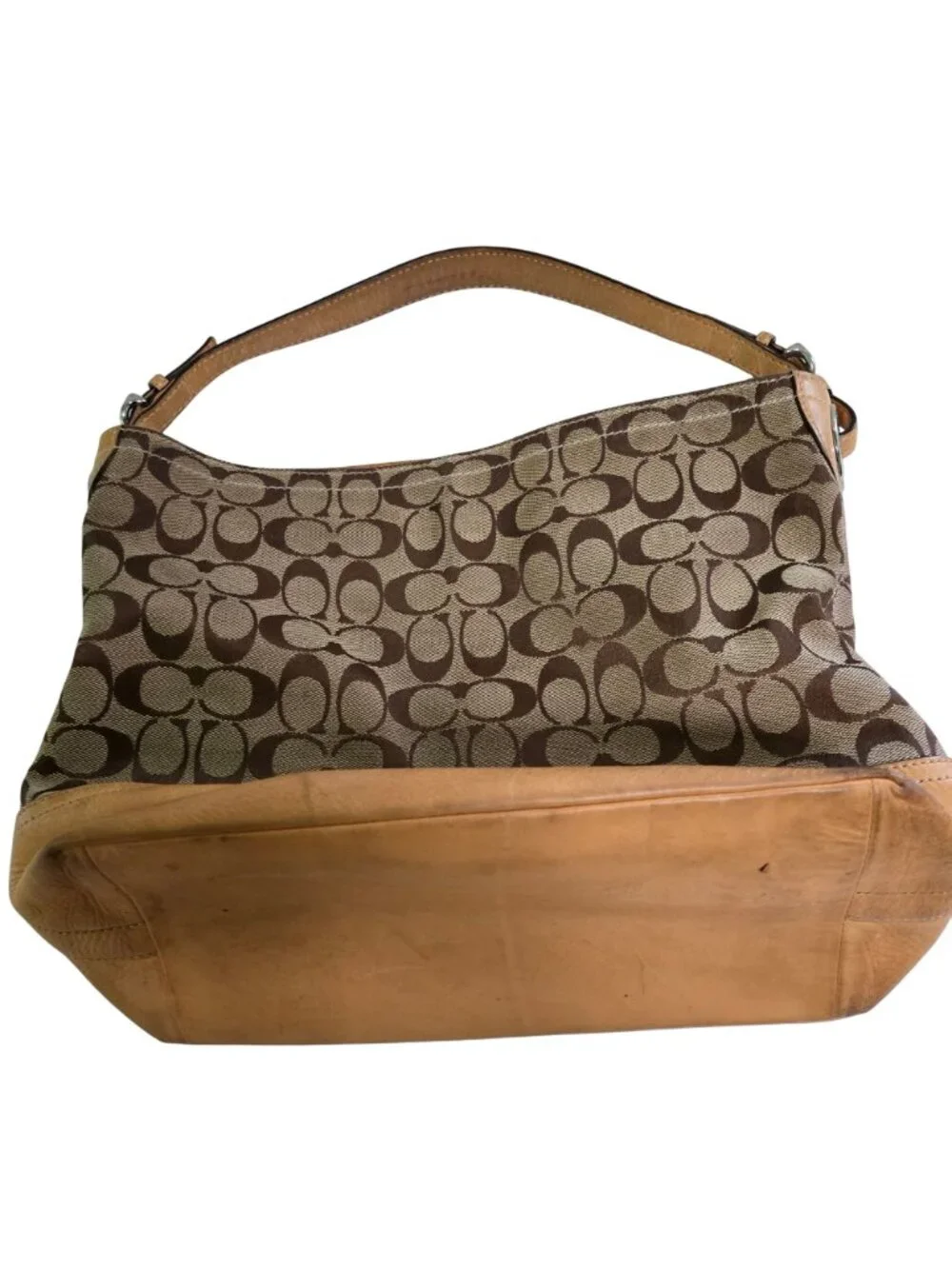 Coach Vintage Y2K G053-2156 Signature Jaquard Logo Canvas Leather Hobo Shoulder